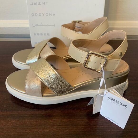 Geox leather piss lightweight waterproof wedge sandal size 10,5 nib - Picture 1 of 10